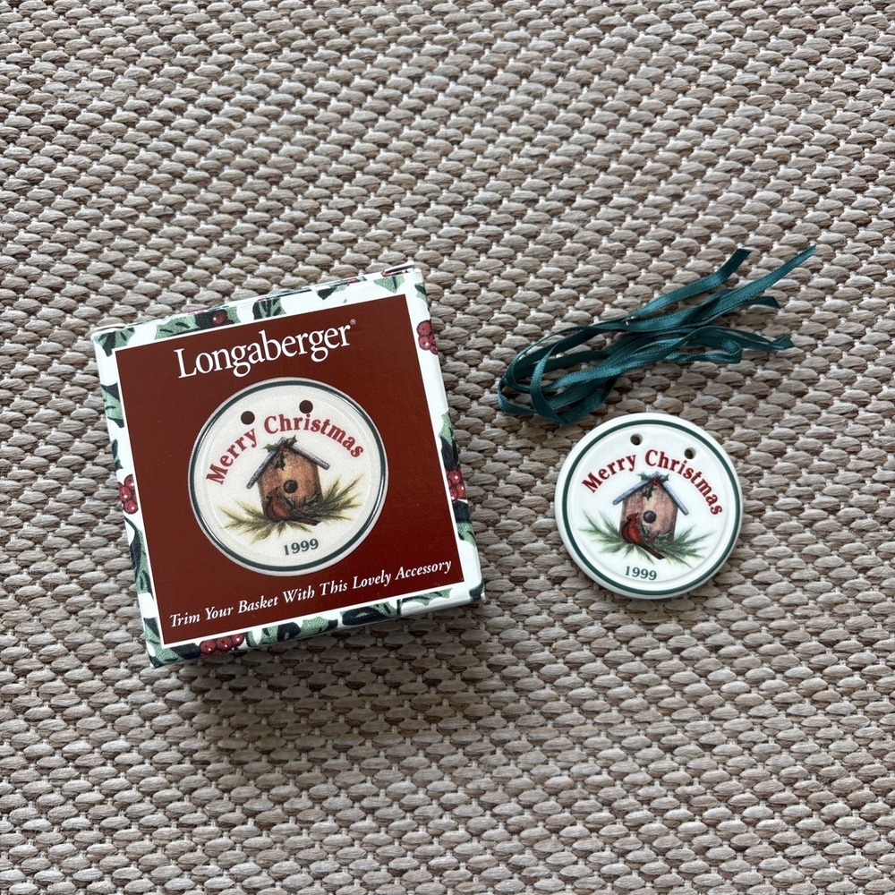 Longaberger Merry Christmas Basket Tie On Porcelain 1999